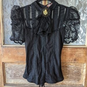 Steampunk costume blouse with octopus pin